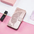 Luxury Pink Butterfly Flower Wallet Flip Case For iPhone 14 Pro Max 13 12 Classic Simple Leather Wallet Case with Card Holder Kickstand Wrist Strap Flip Cover for iPhone