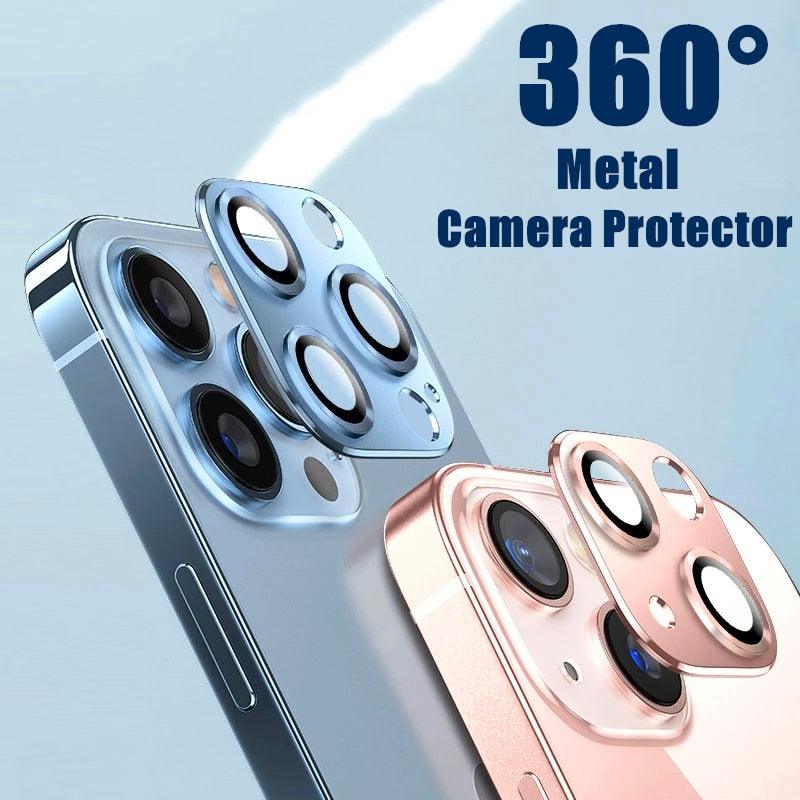 Camera Lens Protector on For iPhone 14 13 12 Pro Max 13Mini Tempered Glass For iPhone 11 13 14 Pro 14Plus Metal Camera Protector Camera Film Protective Lens Case