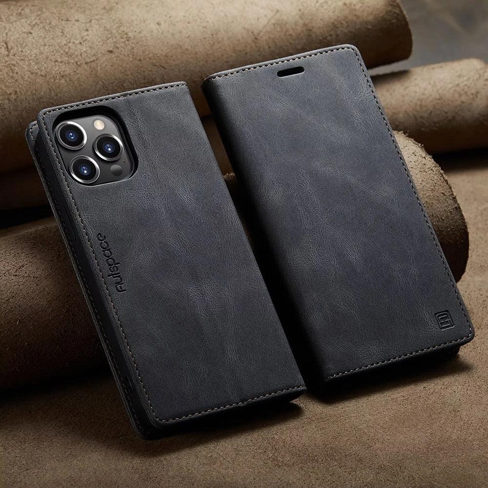 Vintage Wallet Case Card Holder Kickstand Built-in Magnetic Flip Leather Case for iPhone  Leather Cases for iPhone 14 13 12 11 Pro Max Mini XR XS Max 8 7 6s Plus Wallet Flip Cover