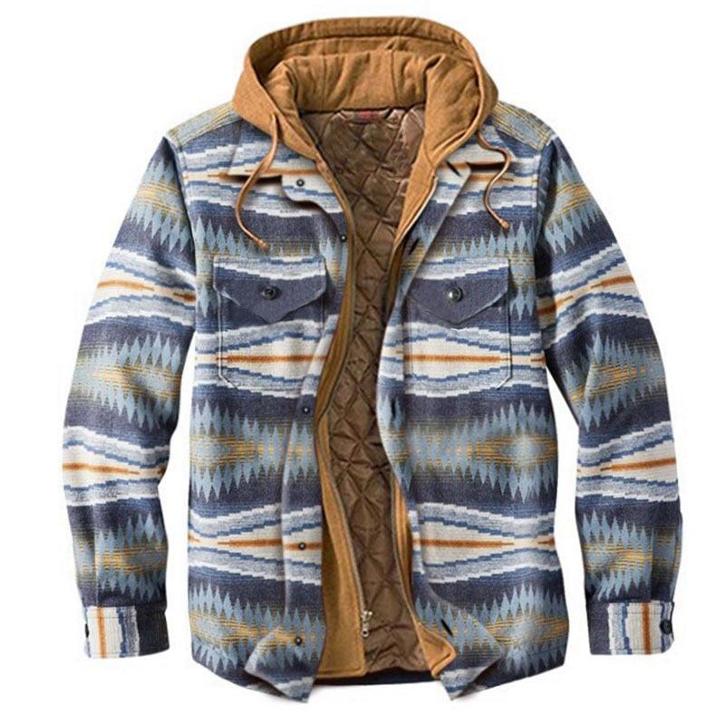 Men's Autumn Winter Jacket Plaid Hooded Long Sleeve Basic Casual Shirt Jackets  Men's Long Sleeve Soft Warm Jacket With Hood Hooded Shirt Jacket Soft Long Sleeve Outdoor Clothes For Men