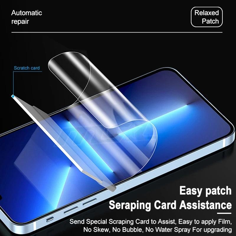 4PCS Film For iPhone 13 12 11 14 Pro Max Full Cover Screen Protector For iPhone X XR XS Max 6 7 8 14 Plus SE Not Glass Anti-Scratch Shockproof Protection Screen Cover Shield