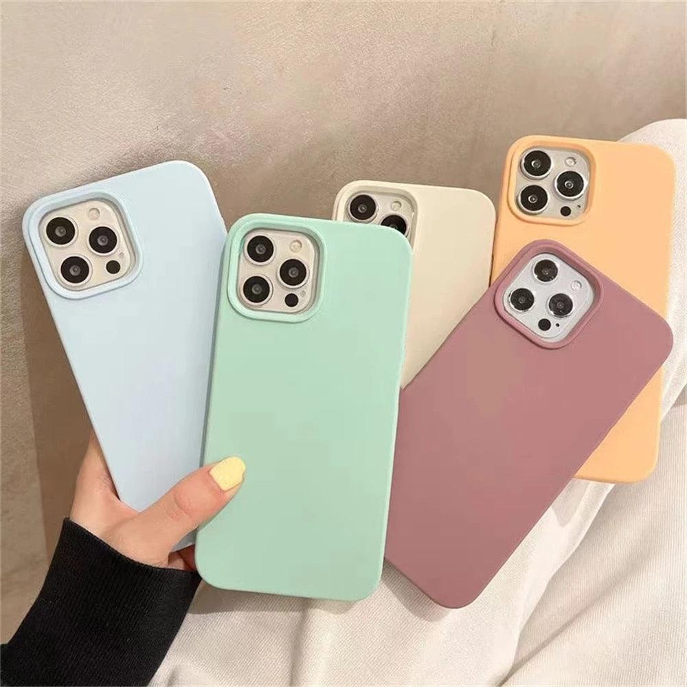 Unique Solid Color Soft Silicone Phone Cases For iPhone 13 12 11 14 Pro Max X XR XS Case For iPhone 12 13 Pro 7 8 SE Cover Silicone Phone Cover Ultra Slim Shockproof Protective Case for iPhone 14