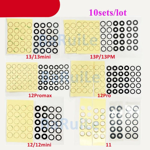 10set Back Camera Glass Lens Rear Camera Glass Glue For iPhone 11 12 13 Pro Max 13 Mini 14 14P Replace Repair Spare Part Camera Lens Protector For iPhone