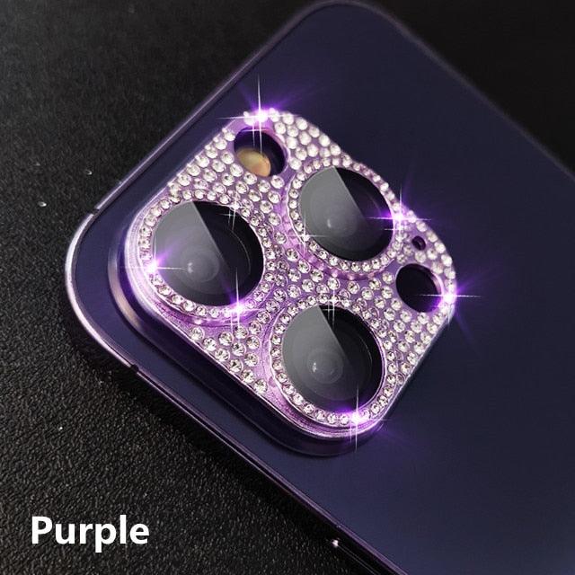 Camera Protector For iPhone 14Pro 14 13 12 Pro 11 Max Bling Glitter Diamond Metal Lens Glass Film 13Pro 14Plus 14 14ProMax Ring Shiny Diamond Metal Cover Glass Lens Protector Accessories