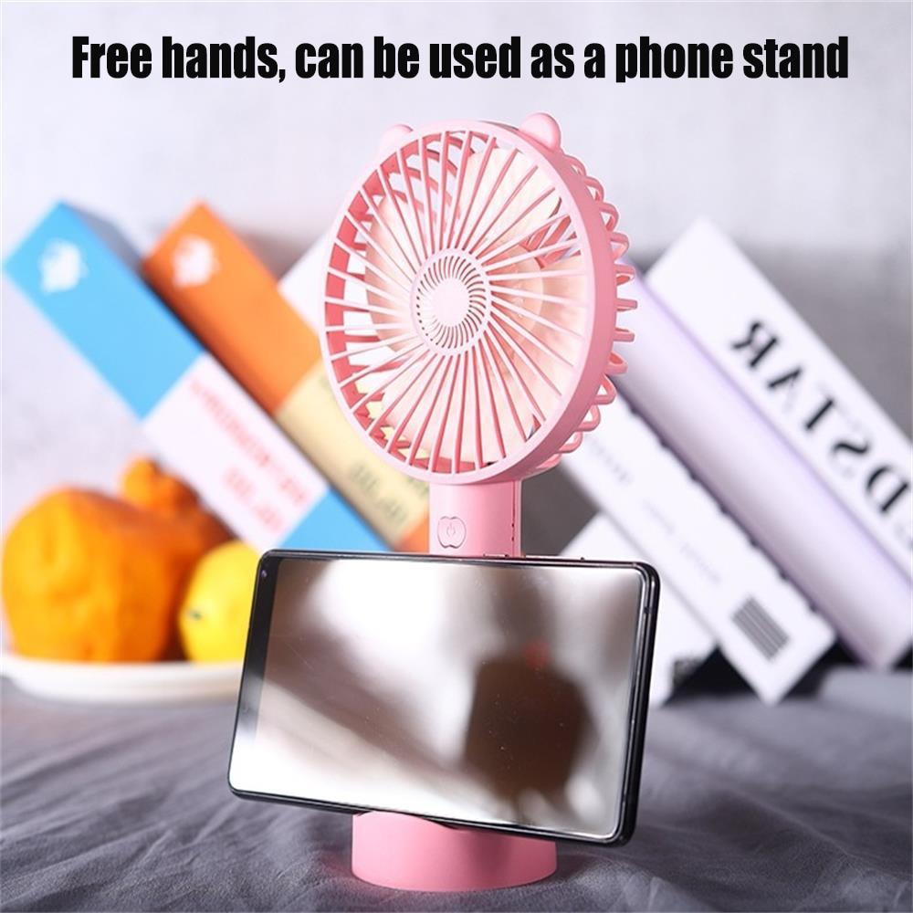 USB Mini Handheld Fan Cooler Portable Small Charging Fan Mini Silent Charging Desk Dormitory Office Student Gifts Long Personal Small Desk Fan with Base, Lightweight Rechargeable USB Handheld Fan