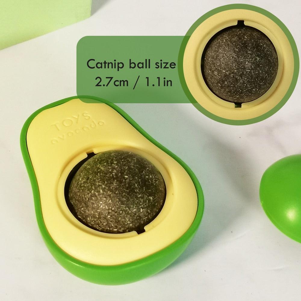 Avocado Wall Ball Cat Toys Edible Licking Balls Snack Healthy Rotatable Treats Toys Kitten Supplies Teeth Cleaning Totaling Catnip Wall Ball Toys - products - - Stevvex.com