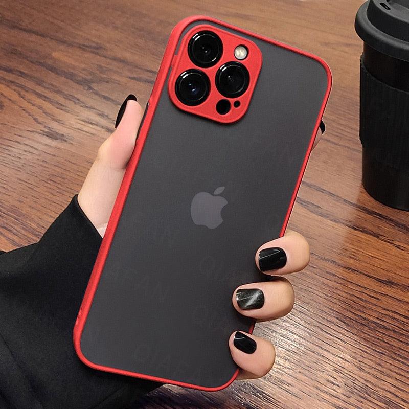 Luxury Shockproof Armor Phone Case For iPhone 11 12 13 14 Pro Max Silicone Clear Hard Cover Protective Hard Back Cover with Soft Edge Bumper Shockproof Anti-Drop Case For iPhone