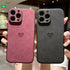 Cute Love Heart Leather Phone Case Soft Shockproof Case for Women Fashion Love Heart Leather Phone Case For iPhone 13 12 11 Pro Max X XR XS Max Camera Protection Soft Back Phone Cover For Couples