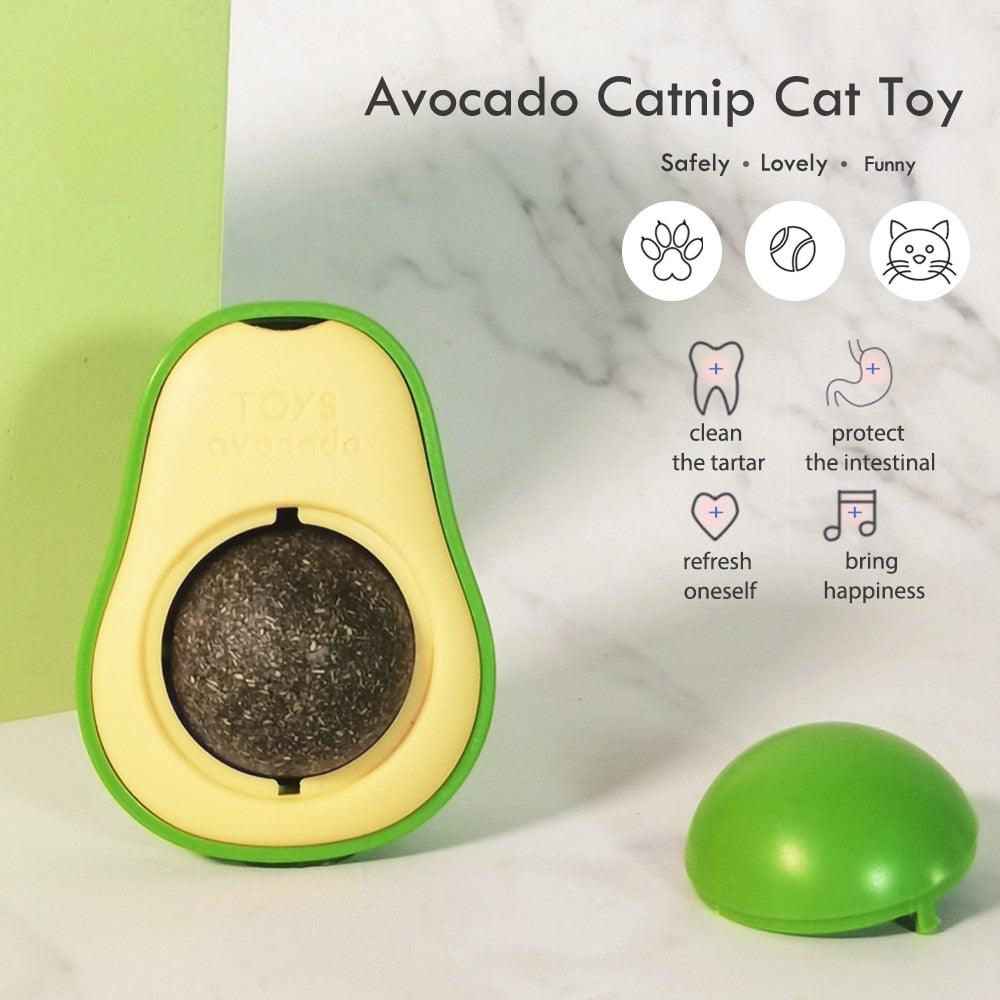 Avocado Wall Ball Cat Toys Edible Licking Balls Snack Healthy Rotatable Treats Toys Kitten Supplies Teeth Cleaning Totaling Catnip Wall Ball Toys - products - - Stevvex.com