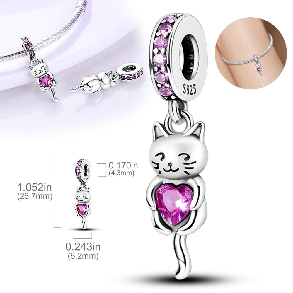 New 925 Sterling Silver Purple Bead Flower Dangle Charm Fit Bracelet And Necklace 925 Jewelry Gift Deep Purple Pansy Flower Charm 925 Sterling Silver Pendant Girl Jewelry Beads Gifts for Women