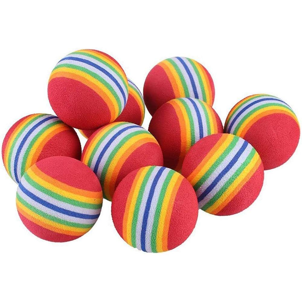 10pcs Cat Toy Balls Interactive for Indoor Cat Red Rainbow Soft Foam Puppies Toy Balls Activity Chase Quiet Play Sponge Ball  Toy Balls for Dog Puppies Kittens