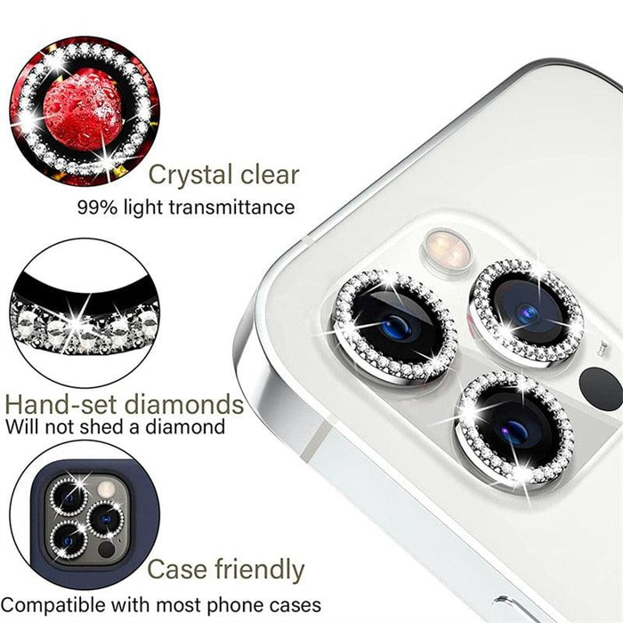 Diamond Camera Case For iPhone 14 13 Pro Max 12 Pro Max Camera Lens Protector Cover For iPhone11 Pro 12Pro Tempered Glass HD Clear Tempered Glass Camera Protector