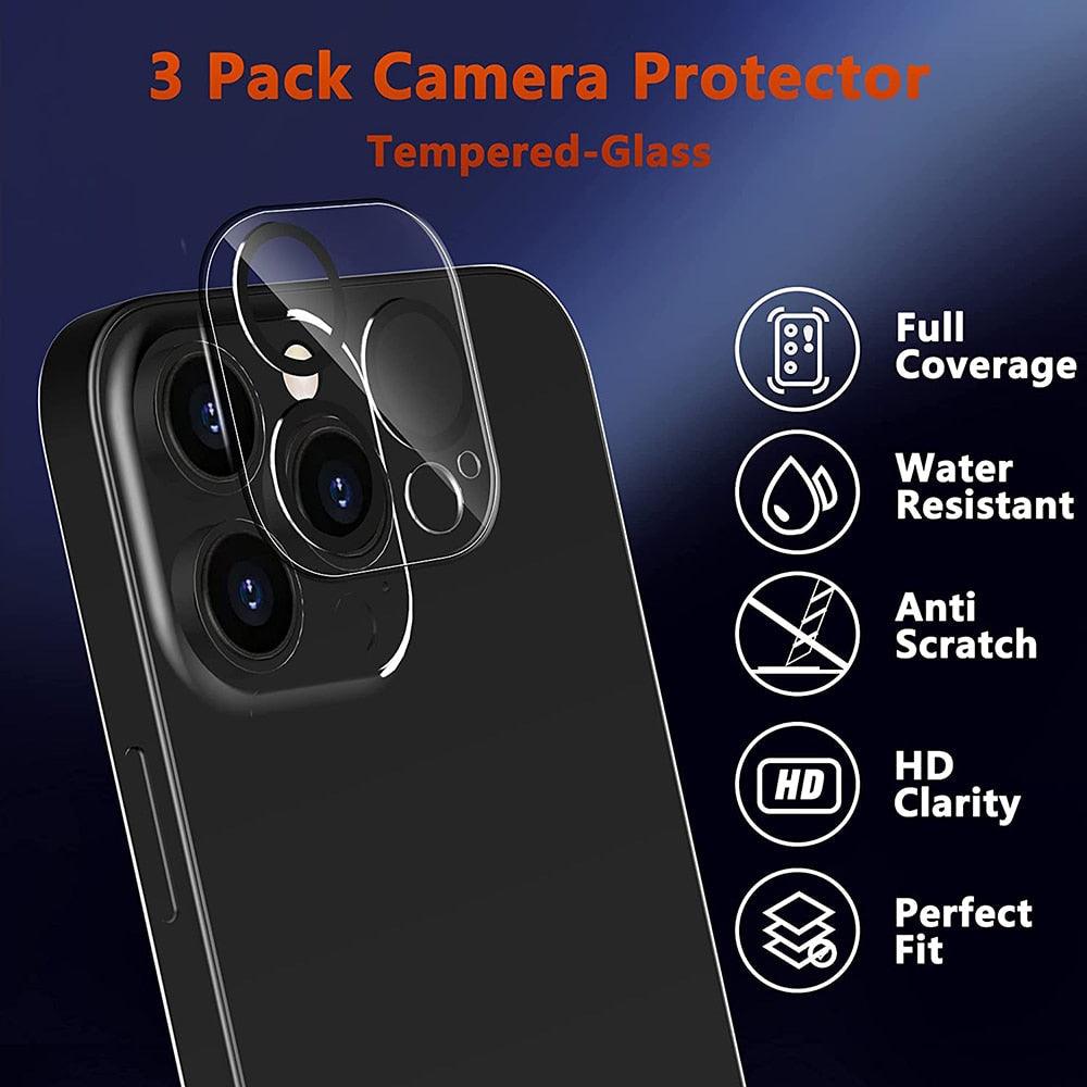 3PCS Pack Tempered Glass Camera Lens Protector for iPhone 14 Pro max 9H Hardness Scratch Resistant for iPhone 14 Plus 13 12 11 Screen Protector with Camera Lens Case