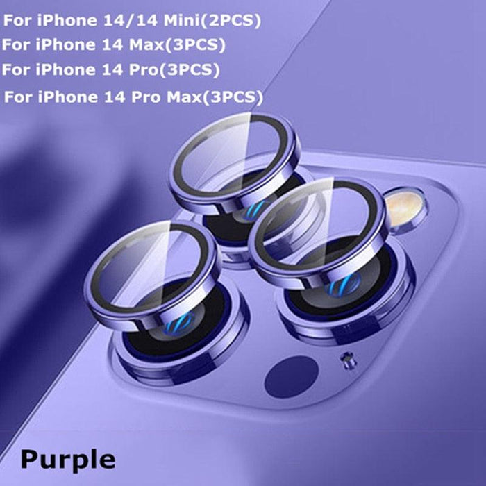 9H Tempered Glass Camera Cover Screen Protector Metal Ring Decoration Accessories For iPhone 14 13 Pro Max Metal Camera Lens Ring Glass Camera Lens Protectors for iPhone 14 13mini 13pro 14plus 14pro Camera Film