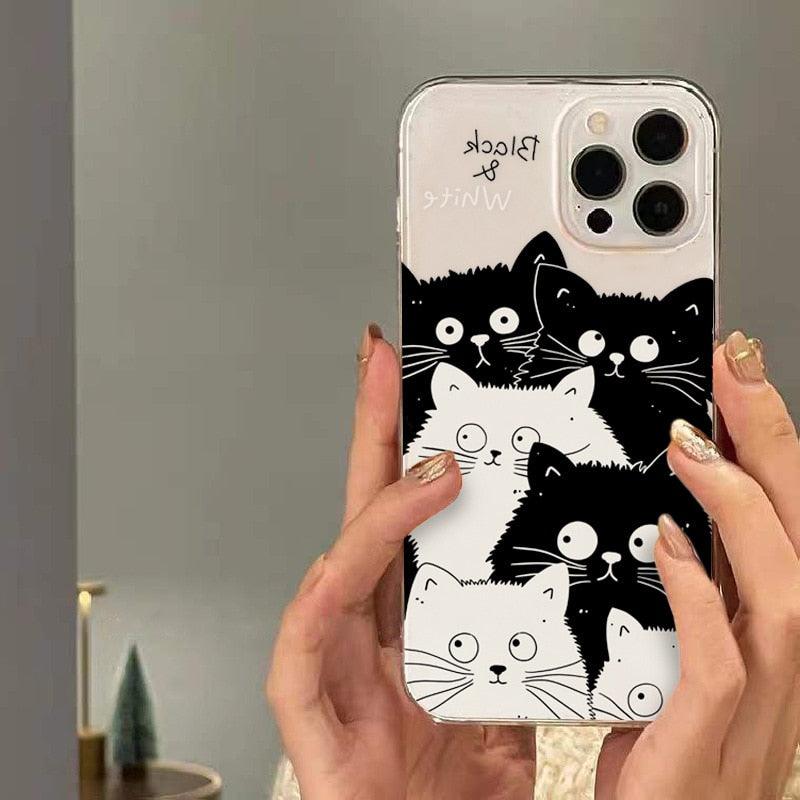 Cute Cat Transparent Phone Case For Iphone 11 12 13 Pro Max Case X Xs Max Xr Phone Case 7plus 8plus Case Cute Clear Protective Phone Cases