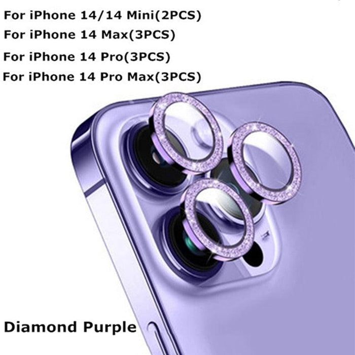 9H Tempered Glass Camera Cover Screen Protector Metal Ring Decoration Accessories For iPhone 14 13 Pro Max Metal Camera Lens Ring Glass Camera Lens Protectors for iPhone 14 13mini 13pro 14plus 14pro Camera Film