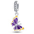 New 925 Sterling Silver Purple Bead Flower Dangle Charm Fit Bracelet And Necklace 925 Jewelry Gift Deep Purple Pansy Flower Charm 925 Sterling Silver Pendant Girl Jewelry Beads Gifts for Women