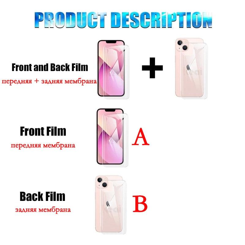 Full Cover iPhone 14 13 11 12 XS MAX XR X 7 8 6 6S SE Pro MAX Plus Mini Soft Back Phone Screen Protector Anti Bubble/Scratch Ultra Thin Tempered Glass Screen Protector