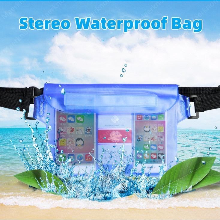 Waterproof Waist Bag Screen Touchable Phone Bag With Adjustable Belt 3 Layers High Waterproof Sealing Swimming Bag Large Size Transparent Underwater Protection Bag For iPhone Mobile Phone Pouch