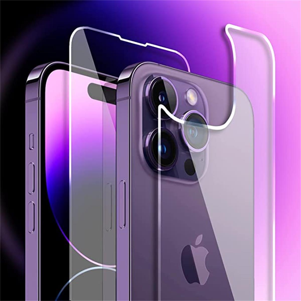 HD Clear Scratch Resistant Anti-Fingerprint Tempered Glass Film Full Screen Coverage Protector For Iphone 14 Pro Max Front Back Screen Protector HD Clarity Anti-Fingerprint Scratch Tempered Glass For Iphone 13