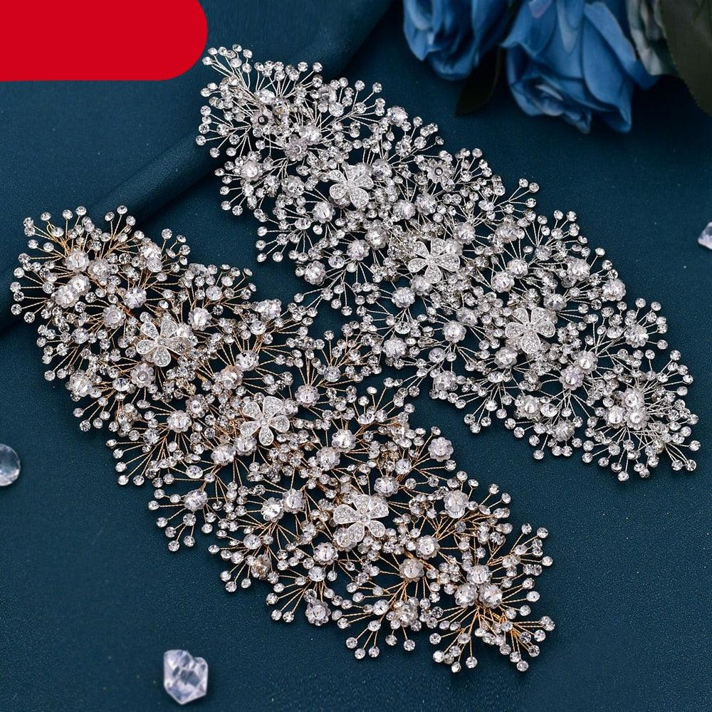 Bridal Tiara Crystal Wedding Crown Hair Accessories Luxury Bride Headdress Alloy Flower Headband Pageant Headwear  Wedding Headband Bridal Hair Pieces Rhinestone Hair Accessories For Brides