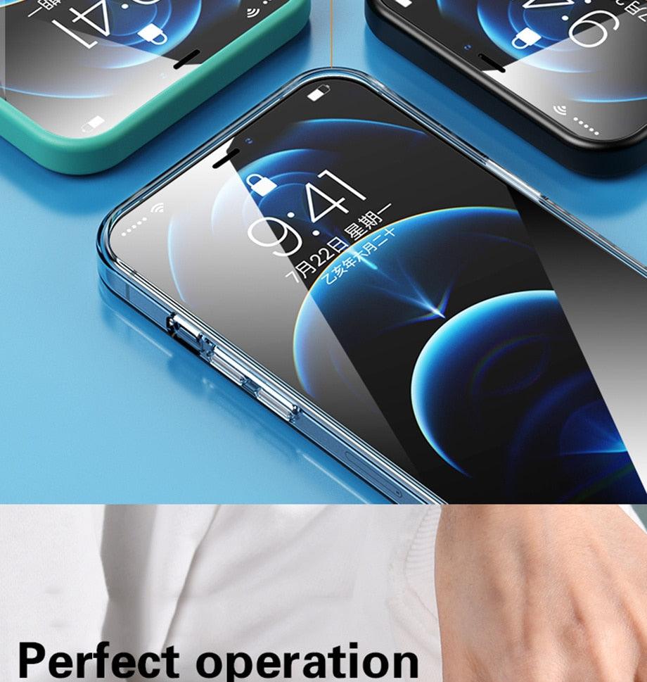 4Pcs Full Cover Protection Glass On the For iPhone 13 12 11 14 Pro Screen Protector For iPhone 6s 7 8 Plus 5s 14 XR XS MAX Glass Case-Friendly Transparent Tempered Glass Screen Protector