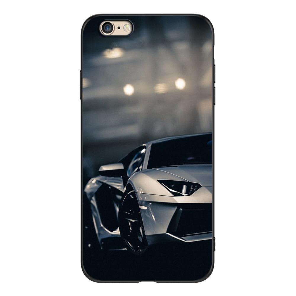 Cute Cover Soft Silicone Print Cars Print Phone Case For Iphone 5s 5 S Se 2016 4.0" Case Phone Cover On  Iphone 6s 6 S Plus Funda Bumper Black Case Sport Race Car