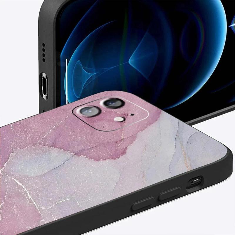 Luxury Marble Texture Phone Case For iPhone X XR XS 7 8 6S 6 5 Plus Silicone Anti Fall Back Cover Ultra Thin Soft Silicone Protective Shockproof and Scratch Resistant with Cute Design Pattern Case