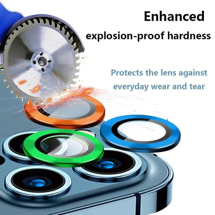 Colorful Design Round Ring Metal Alloy HD Glass For iPhone 13 12 11 Pro Max Camera Lens Protectors Luminous Camera Ring Glass for iPhone11 Pro max 13mini 13pro Protective Film