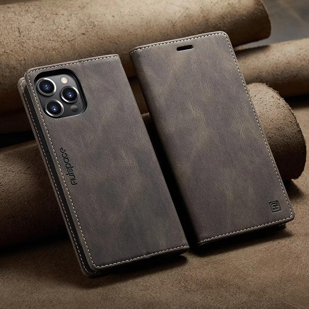 Vintage Wallet Case Card Holder Kickstand Built-in Magnetic Flip Leather Case for iPhone  Leather Cases for iPhone 14 13 12 11 Pro Max Mini XR XS Max 8 7 6s Plus Wallet Flip Cover