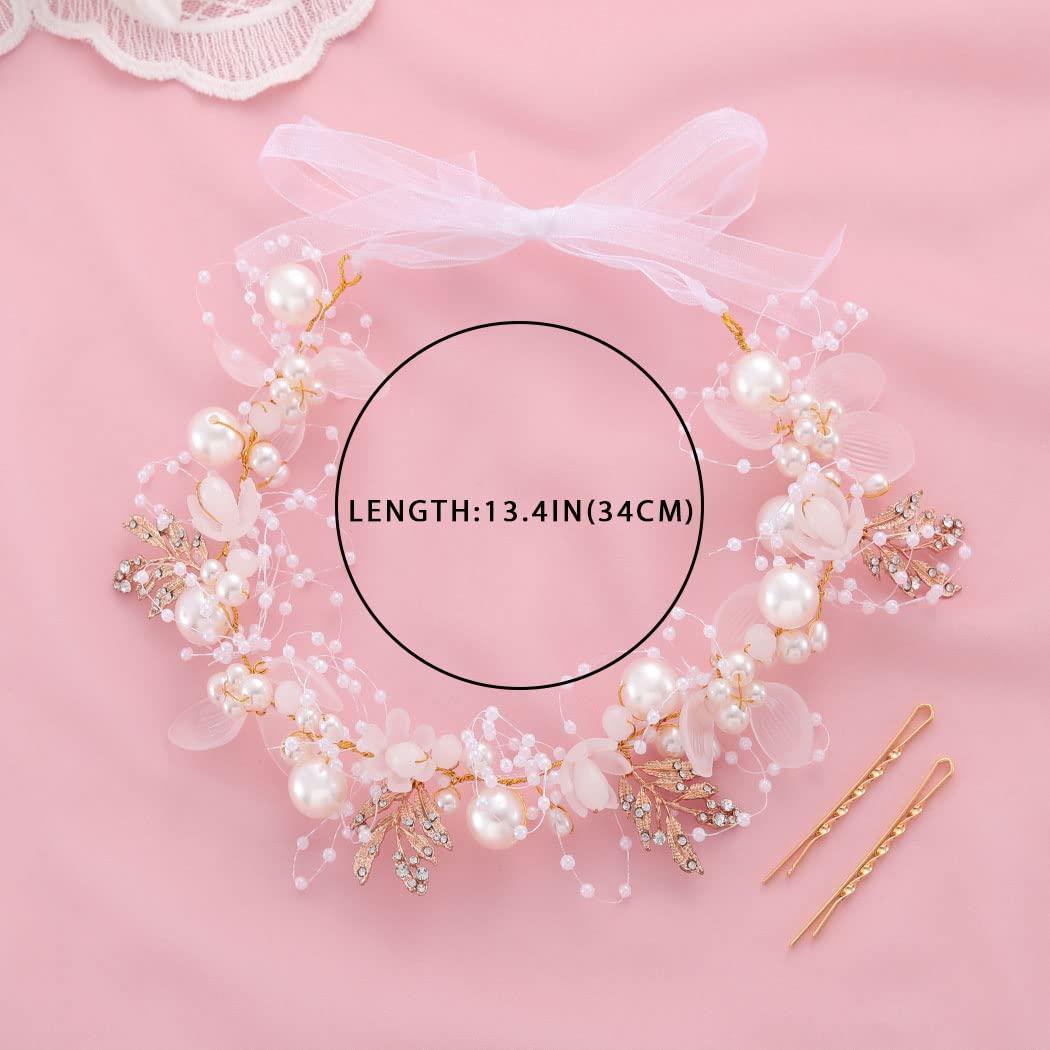 Elegant Pearl Crowns Flower Wreath Headband Girls Bridal Hair Headdress Bride Head Hoop Wedding Headbands Hair Jewelry  White Pearl Cute Headband Alloy Bridal Bridesmaid Hair Accessories