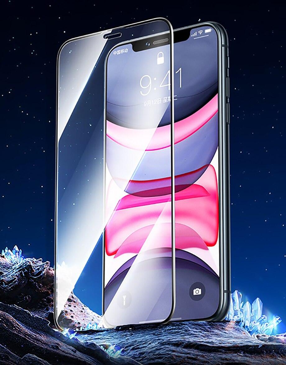 80D Full Protective Glass For iphone 6 7 8 Plus X Xr Xs Max SE Tempered Screen Protector iPhone 11 12 13 Pro Max Mini Glass Film  Screen Protector with Full-Coverage, Easy Installation Frame