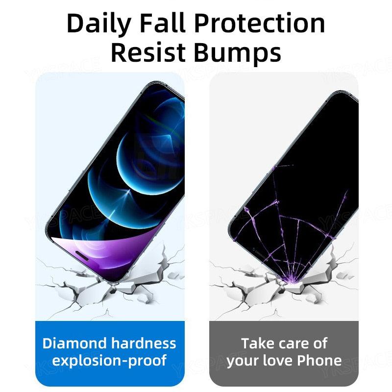 2Pcs Anti Blue Ray 9H Tempered Glass for iPhone X XS MAX XR 11 12 13 mini 14 Pro Max 6 6S 7 8 Plus SE 2020 Screen Protector Film Anti Blue Light Tempered Glass Screen Protector for iPhone