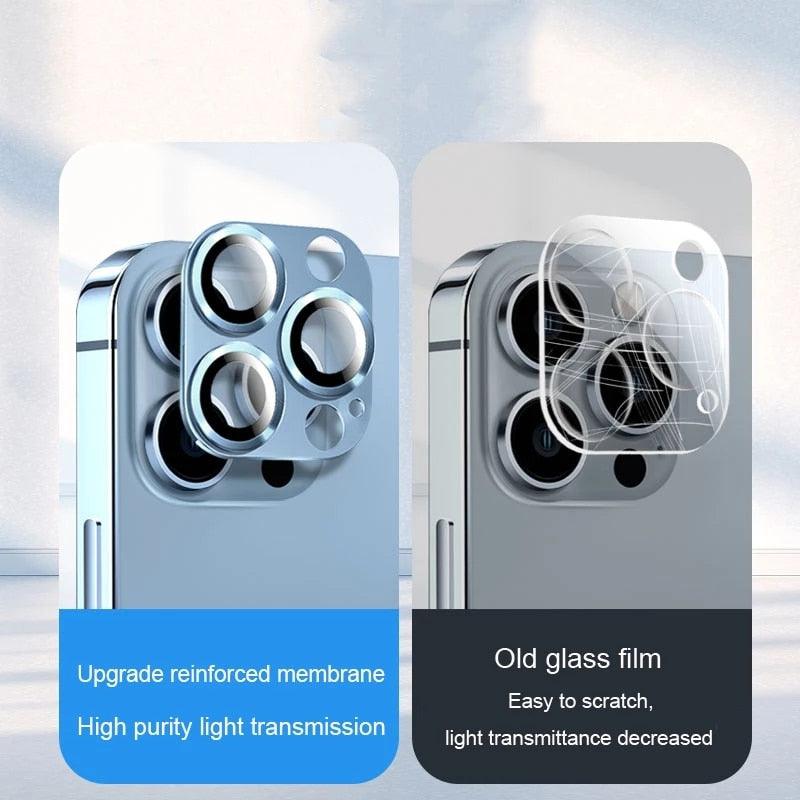 Camera Lens Protector on For iPhone 14 13 12 Pro Max 13Mini Tempered Glass For iPhone 11 13 14 Pro 14Plus Metal Camera Protector Camera Film Protective Lens Case