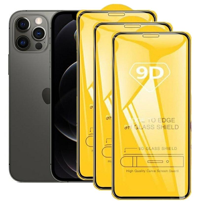 9D Full Cover Protective Glass For iphone 12 X XS XR 6 6S 7 8 Plus Tempered Film Iphone 14 11 13 Pro Max Screen Protector Glass Shatterproof Protection Easy Install Bubble Free Crystal Clear Protective Film