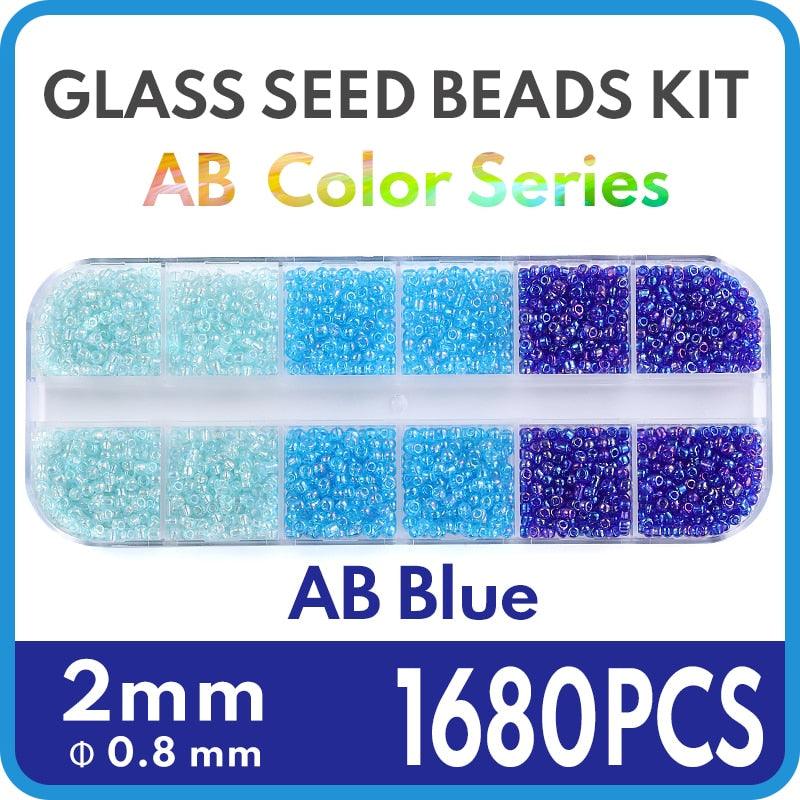 2mm /3mm Small Glass Seed Beads kit Colorful Mix Beads for Bracelets Jewelry Making Crafts Tiny Round Glass Beads Jewelry Kit