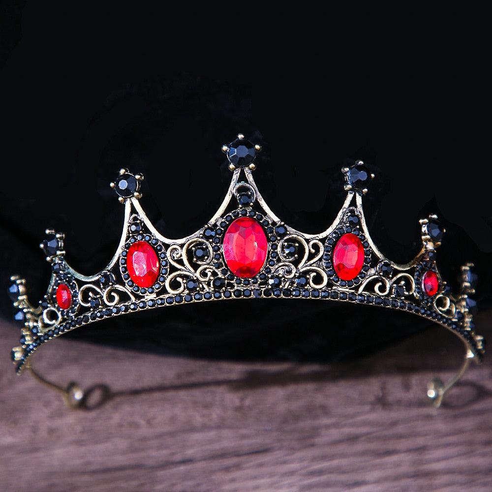 Vintage Princess Queen Bridal Crown Headwear Crystal Tiara For Women Wedding Crown Hair Dress Accessories Jewelry Bride Women Princess Crown Headband Red Crystal Rhinestone Tiara And Crowns