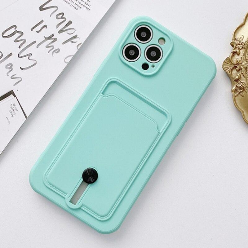 Unique Silicone Solid Color Phone Case For iPhone 11 12 13 Mini case For iPhone 11 Pro Case Cover Silicone Wallet Card Holder Compatible With Smartphones Minimalist Style Lightweight iphone Case