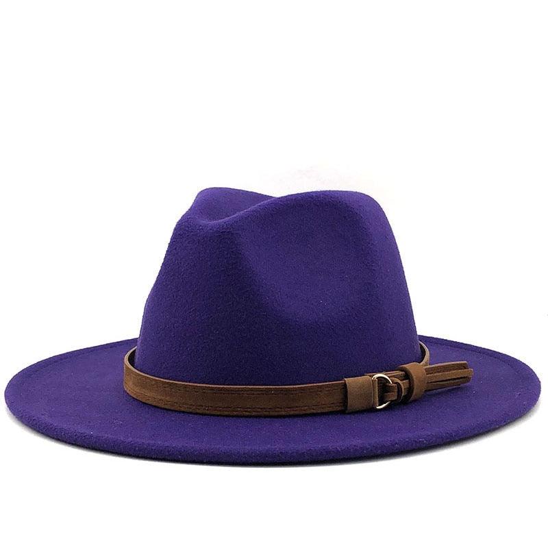 New Adjustable Unisex Wool Fedora Hat Luxury Wide Brim Fedora Floppy Hat Gentleman Elegant Winter Autumn Wide Comfortable Soft Hat Outdoor Wide Brim Hat With Strap