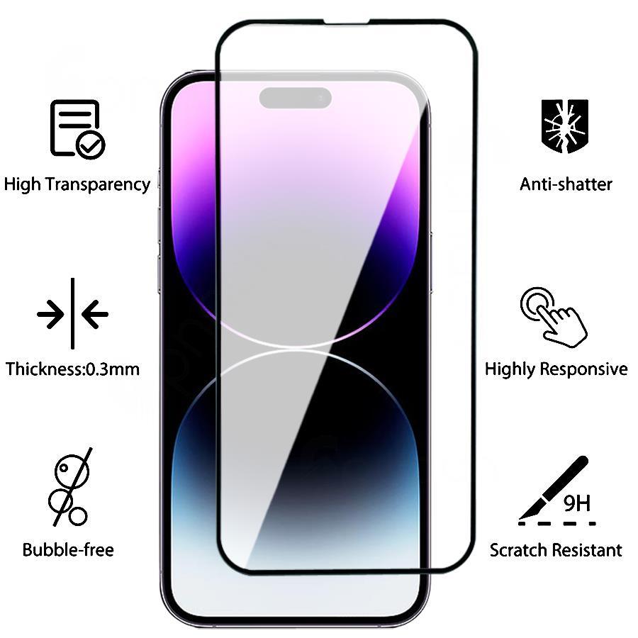 20000D Full Tempered Glass For iPhone 14 13 12 11 Pro Max mini Screen Protector iPhone X XR XS Max 7 8 Plus SE Glass Film 9H Hardness HD Screen Protector For iPhone