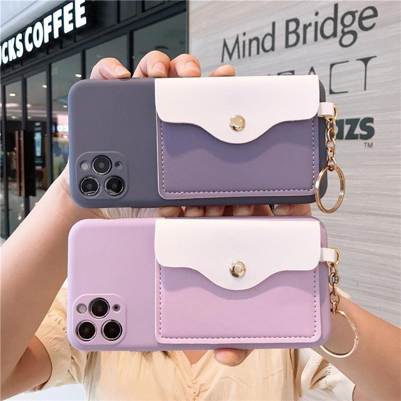 Luxury Wallet Phone Case For iPhone 13 Pro Max 11 12 Pro Max X XR XS 7 8 Plus 13 Mini Soft Silicone Handbag Card  Phone Case Wallet Compatible iPhone Bag Cover