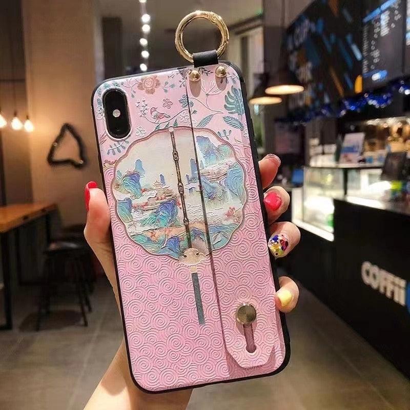 Cartoon Cute Cat Wrist Strap Soft Phone Case For Iphone 13 11 12 14 Pro Max X Xr Xs Max Se 2020 7 8 Plus 14plus Holder Cover Thanksgiving Cute Cats Silicone Case For Iphone