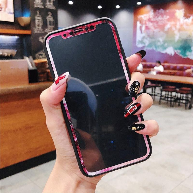 Flowers Screen Protector For iPhone 11 12 13 Pro Max Soft Edge Tempered Glass For iPhone XS MAX XR 13mini Lovely Protect Film Floral Design Tempered Glass Screen Protector For iPhone