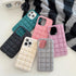 Fashion Fur Winter Warm Plush Square Lattice Solid Color Phone Case For iPhone 14 13 12 11 Pro Max Plus Fluffy Back Cover Case Silicon Soft Fluffy Furry Shockproof Protective Phone Case for iPhone