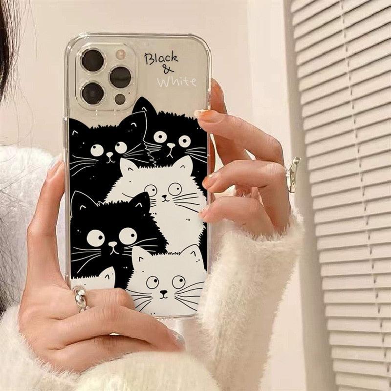 Cute Cat Transparent Phone Case For Iphone 11 12 13 Pro Max Case X Xs Max Xr Phone Case 7plus 8plus Case Cute Clear Protective Phone Cases