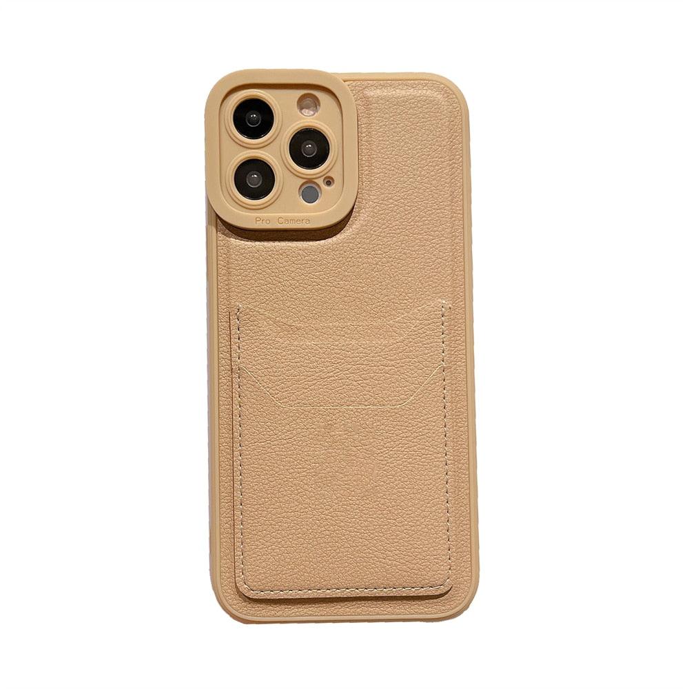 Luxury Leather Square Silicone Wallet Card Holder Phone Case For iPhone 13 12 11 14 Pro Max XS XR X Shockproof Cover Luxury Shockproof Phone Case