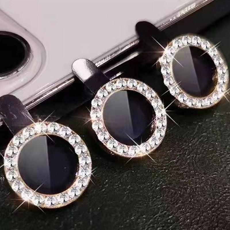 2023 New Diamond Bling Metal Ring Glass Protective Cap For iPhone 14 13 12 11 Pro Max Mini Camera Lens Circle Protector Paste Tempered Glass Camera Cover Camera Lens Protector