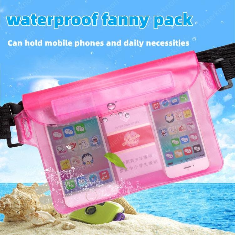 Waterproof Waist Bag Screen Touchable Phone Bag With Adjustable Belt 3 Layers High Waterproof Sealing Swimming Bag Large Size Transparent Underwater Protection Bag For iPhone Mobile Phone Pouch