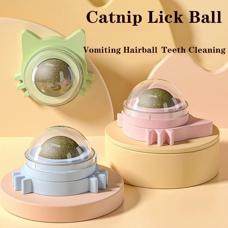 Ball Cat Toy Pasted Lollipop Gatos Mint On The Wall Pet  Ball Snack Good Cat Accessories Cat Toy with Light and Self-Rotating Ball Kitten Gift Edible Cat Lick Toy Cat Chew Toy Teeth Cleaning Cat Bite Toy Rotating Cat Toy