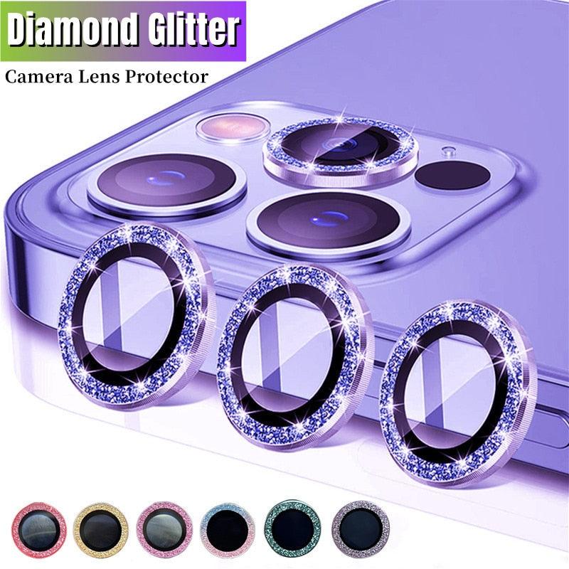 Bling Diamond Camera Lens Protector For iPhone 14 13 12 11 Pro Max Metal Ring Lens Glass Glitter Protective Cap iPhone 13 mini Camera Lens Protector Sparkle Diamond Ring Metal Alloy HD Glass for iPhone